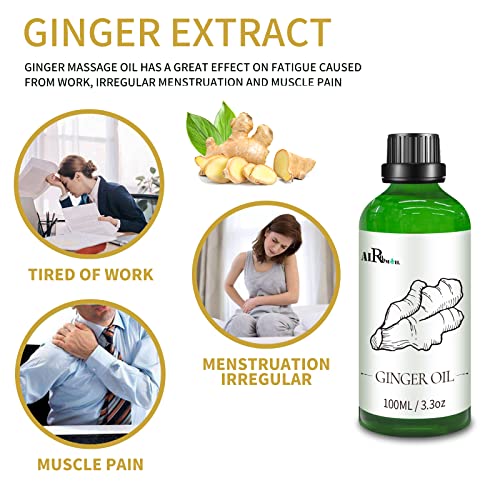 Airoomoil Ginger Oil Pure Ginger Essential Oil Lymphatic Drainage Ginger Root Oil For Full Body Massage, Belly Fat, Stomach Fat, Foot Soak And Accelerates Activity Blood - 100 Ml #TOP7