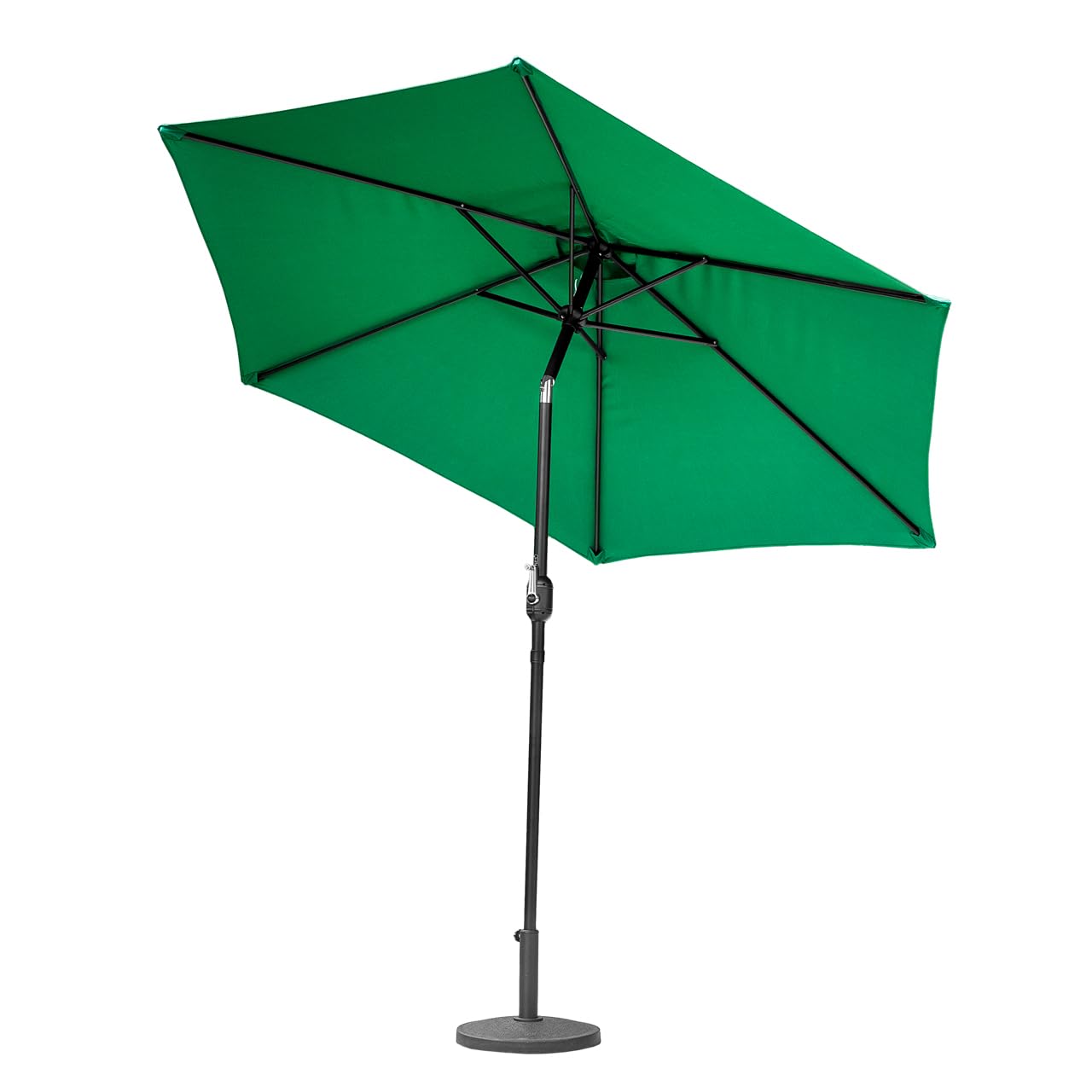 Harrier Crank & Tilt Parasol with LED Lights [2.7m] – Outdoor Garden Patio Umbrella with Optional Waterproof Cover – 6 Colour Options (Dark Green, 6. Parasol + Cover + 12kg Concrete Base)