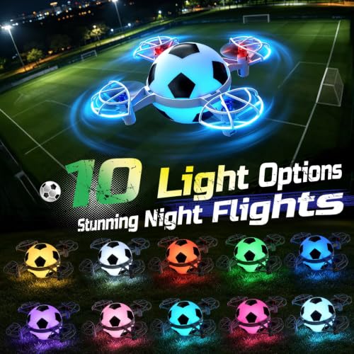 Football Mini Drone for Kids with Colourful LED Lights, Hand Launch RC Toy - Image 3