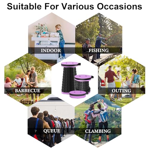 Image of 2026 Upgraded Portable Folding Stool, Collapsible Stools, 600lbs Max Weight, Lightweight But Sturdy, Telescoping Foldable Camping Stool for Outdoor Fishing Hiking Travel BBQ