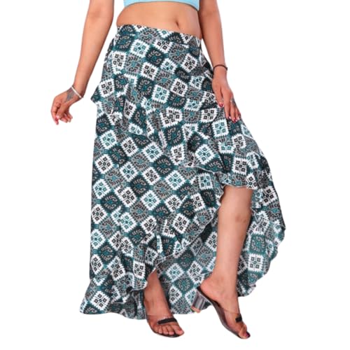 Image of JYESHTA Women's American Crepe Flared A Line Stitched Long Skirt with 12 Mtr Flare 40 in Height | Skirts for Women Long Length | Long Skirts for Girls