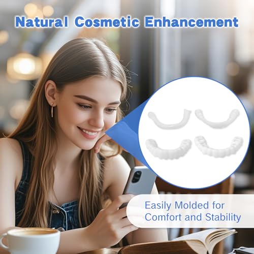 Image of 1 Pair Fake Dentures Teeth Covers for Men and Women Instant Dental Fix Easy to Use Snap-On Teeth Caps for Missing or Broken Temporary Smile Cover for Confidence and Comfort
