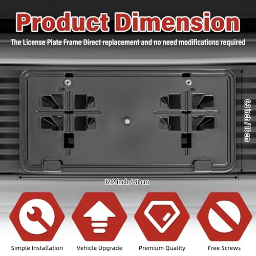 Image of License Plate Bracket Accessories for Ford F150 2015 2016 2017, Front Bumper License Plate Holder Replacement Frame Black Mount, Replaces# FO1068166 FL3Z17A385B