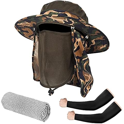 Seektop Fishing Hat with Neck Flap for Men & Women, Waterproof Wide Brim Hat UV Protection Sun Hats… (Camouflage) Cover