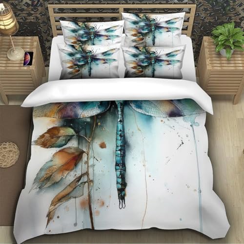 Parure de lit libellule hypoallergénique en microfibre douce avec zip caché - 5