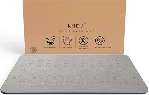 Tropeki Tapete de baño de piedra grande 23.6 x 15.7 pulgadas, antideslizante, súper absorbente, de secado rápido, fácil de enjuagar, ideal para