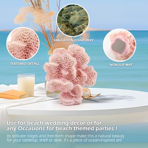 Accessoryway Blush Pink Coral Reef Decor,Modern Coastal Decor for Home: Small Faux Coral Statue for Nautical Themed Parties and Table Centerpieces -6.2" - Image 2