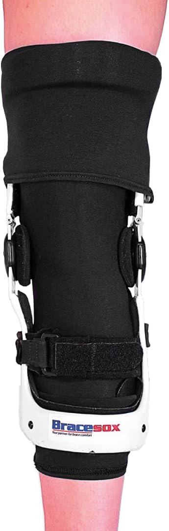 Bracesox | (Large) Cotton Knee Brace Undersleeve | Premium Cotton Sleeve for Under Brace - Leg Sleeves for Men and Women- Comfortable, Breathable, Durable