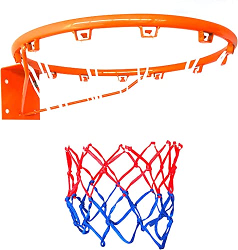 BABYCE Outdoor Basketball Hoop Steel Basketball Rim Net Set Wall Mounted Weather Resistant for Kid Diameter 45cm with 2 Basketball Nets