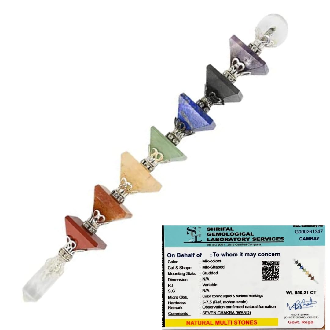 GOLDEN QUARTZ - THE CRYSTAL HUB - Certified 7C Seven Chakra Wand Reiki Crystal Healing Wand with Certificat Pyramids Stick and Clear Quartz Pencil (Pyramid Wand) (B0BDRRVMN7) Amazon Price History, Amazon Price Tracker