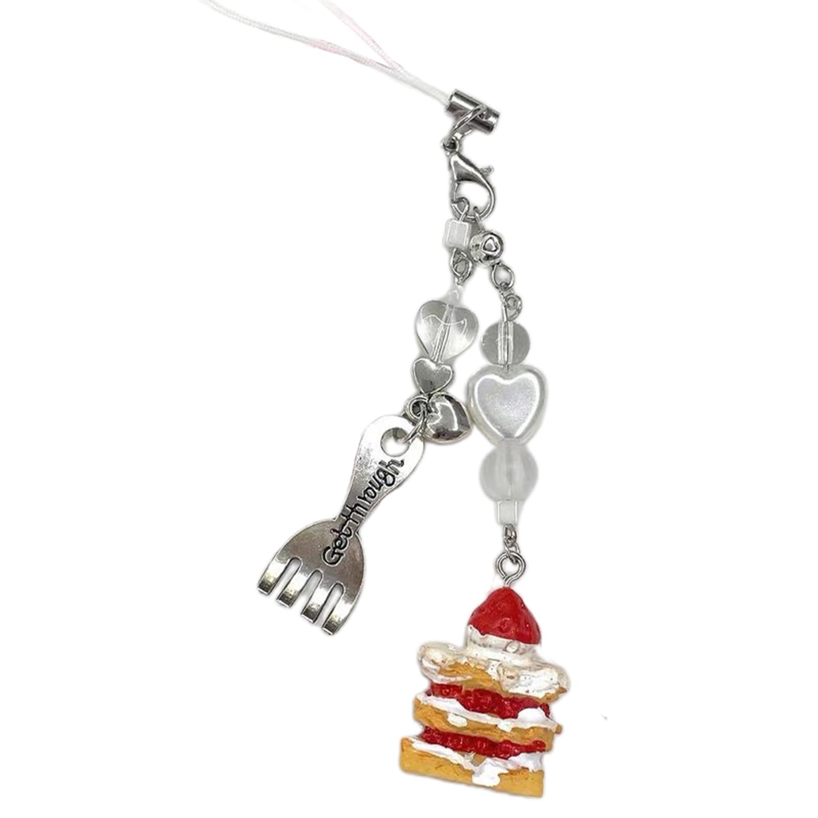 NEWFT Backpack Pendant Keyholder Exquisite Dessert Cake Spoon Charm Kerying Jewelry