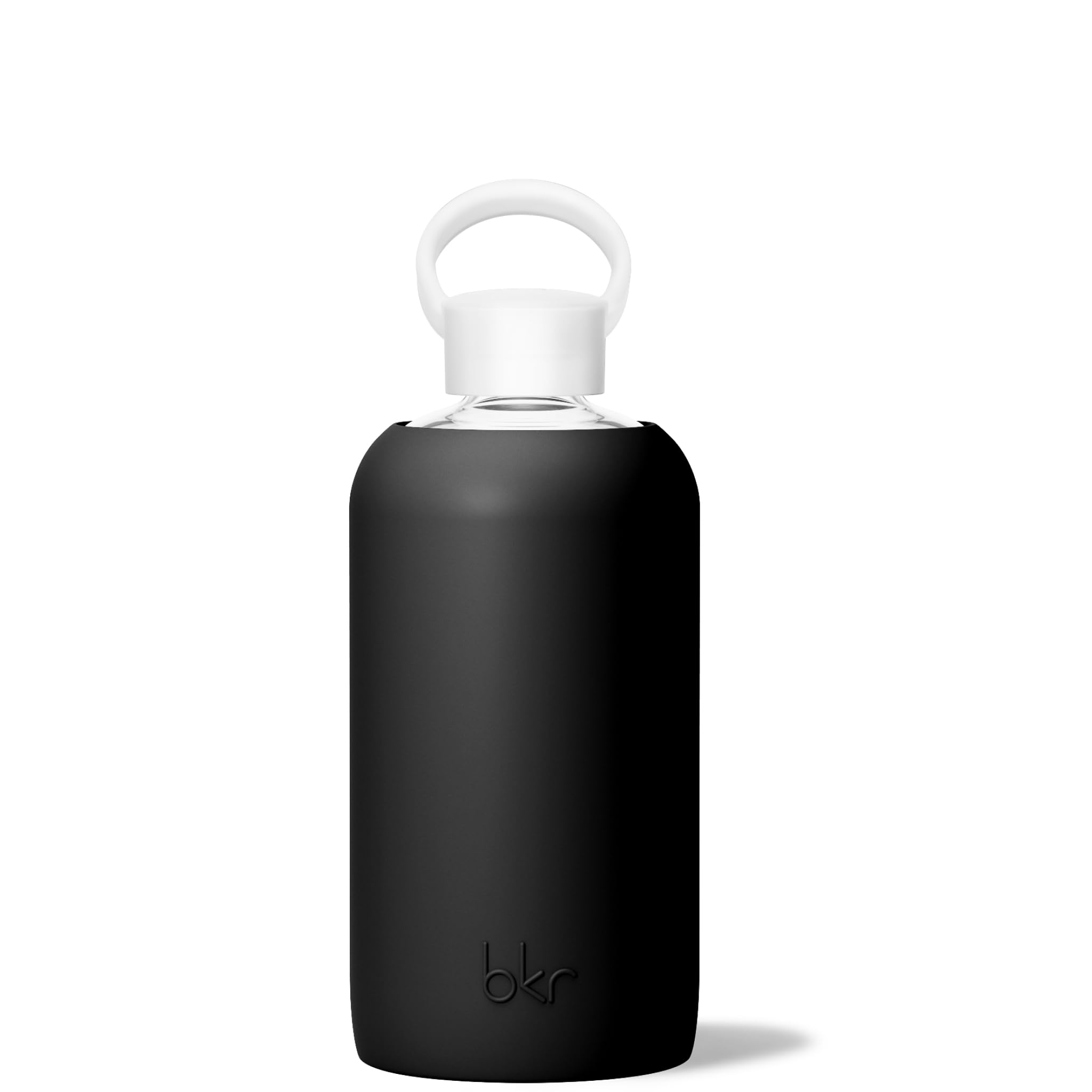 bkr - Big Smooth - Reusable Glass Water Bottle - Leakproof, Durable, Workout & Travel Friendly, Carrying Loop - Dishwasher Safe - Removable Silicone Sleeve - BPA Free - 1L (32 oz)