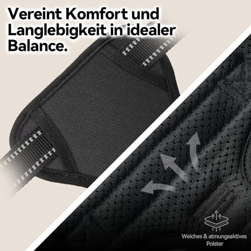 PHOEPET No Pull Hundegeschirr Verstellbares Hundewestengeschirr für den täglichen Spaziergang mit Schnalle am Hals und reflektierenden Streifen, Kontrollgriff für mittlere und große Hunde(Schwarz,M)