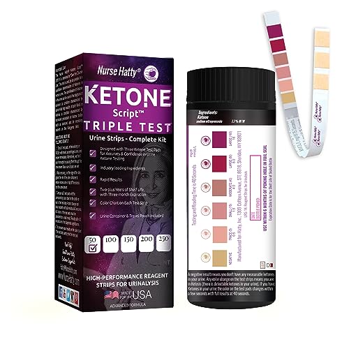 Image of 50ct ✓✓✓ T R I P L E Test Ketone Strips | Complete KIT | 3X Urine Accuracy for Ketogenic, Ketosis, Low-carb, Paleo & Keto Diets | Urinalysis Test Tube, Travel Pouch & Built-in Color Chart | XL Strip