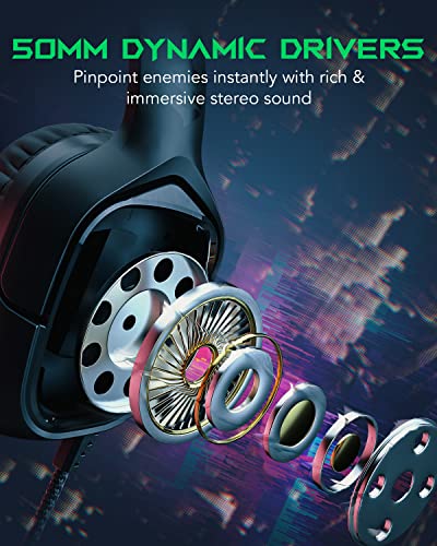 Black Shark Gaming Headset For Pc, Ps4, Ps5, Xbox, Switch, All-In-1 Gaming Headphones With Ultra-Clear Bendable Mic, 50Mm Dynamic Drivers, Noise Isolation Ear Cushions, In-Line Controls - Goblin X1 #TOP1