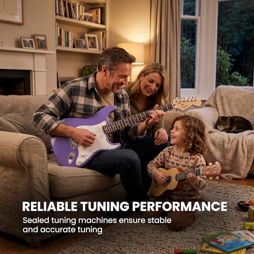 Image of Fender Squier Sonic Stratocaster - Ultraviolet Bundle with Mustang Micro Headphone Amplifier, Instrument Cable, Tuner, Strap, Picks, and Austin Bazaar Instructional DVD