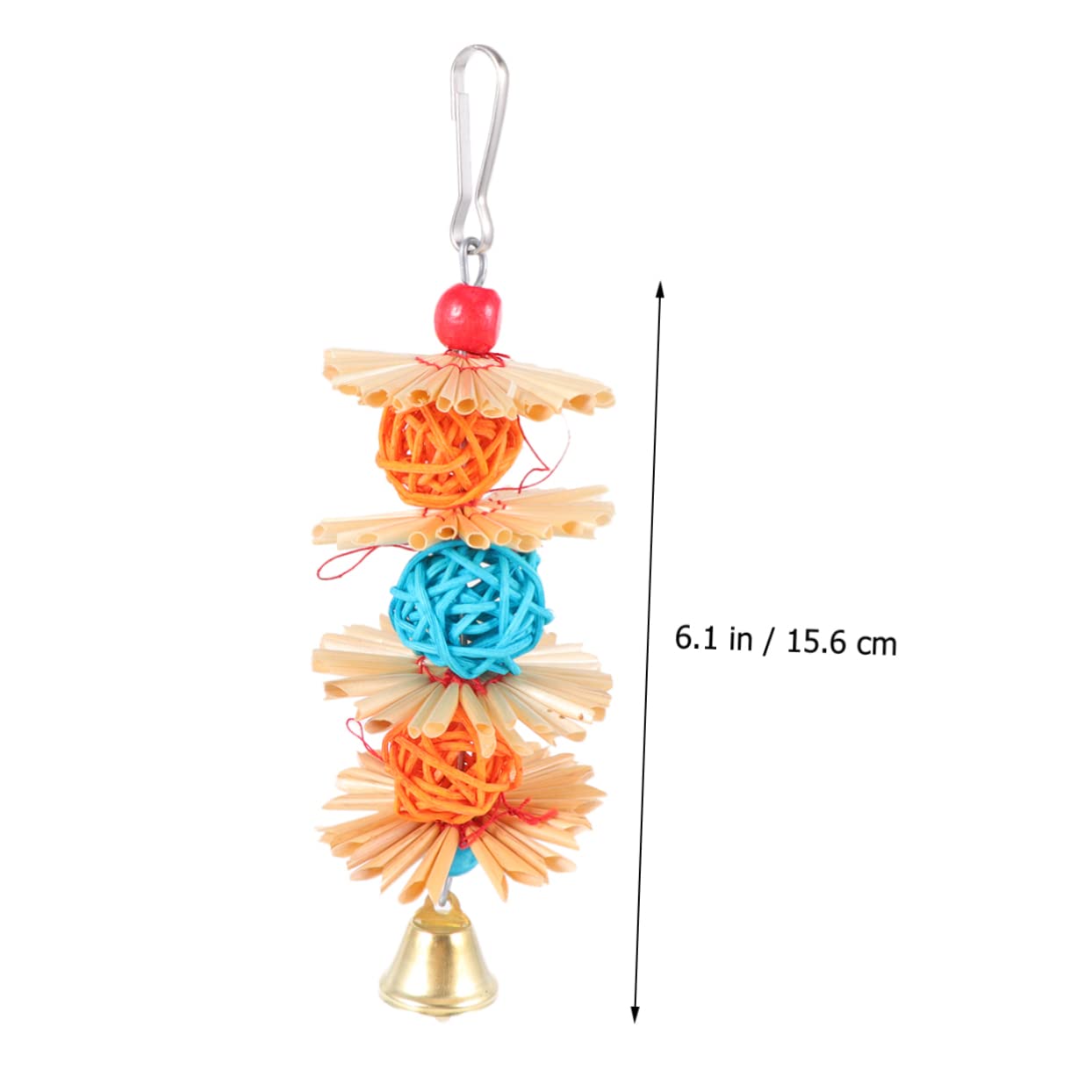 DOITOOL Jouets À Mâcher pour Perroquets Lot De 2 Clochettes Suspendues en Rotin Tissée pour Petits Oiseaux Couleur Aléatoire
