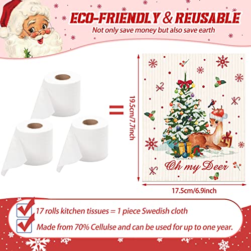 6 peças panos de prato de mesa de cozinha sueca de natal reutilizáveis toalhas de prato de natal pan