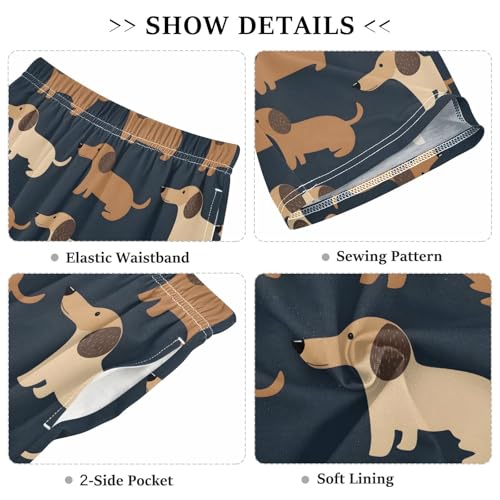 ALAZA Puppy Pug Dog Dark Blue Pajama Shorts Sleep Shorts Pant Lounge Pajama Bottoms Elastic Waist with Pockets3
