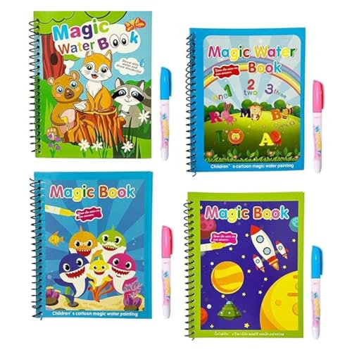 Image of Magic Water Coloring Book, Educational Fun & Bonding Time for Kids, Reusable, Mess-Free Art with Quick Dry Technology, Promote Fine Motor & Drawing Skills, Ideal Travel Toy