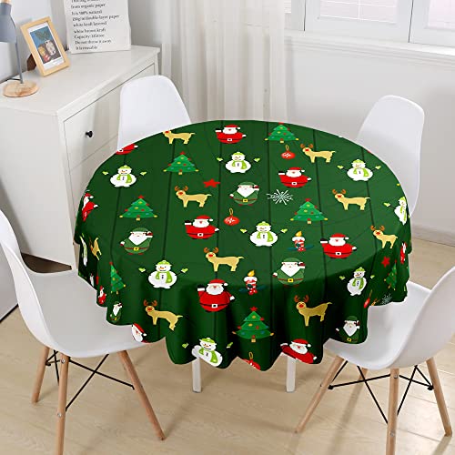 Morbuy Manteles Redondo Antimanchas, Poliéster Impermeables Mantel de Mesa Lavable, Navidad Manteles Redondo Decoración para Fiesta Comedor Jardín Hogar (Navidad Verde,Diámetro 180cm)