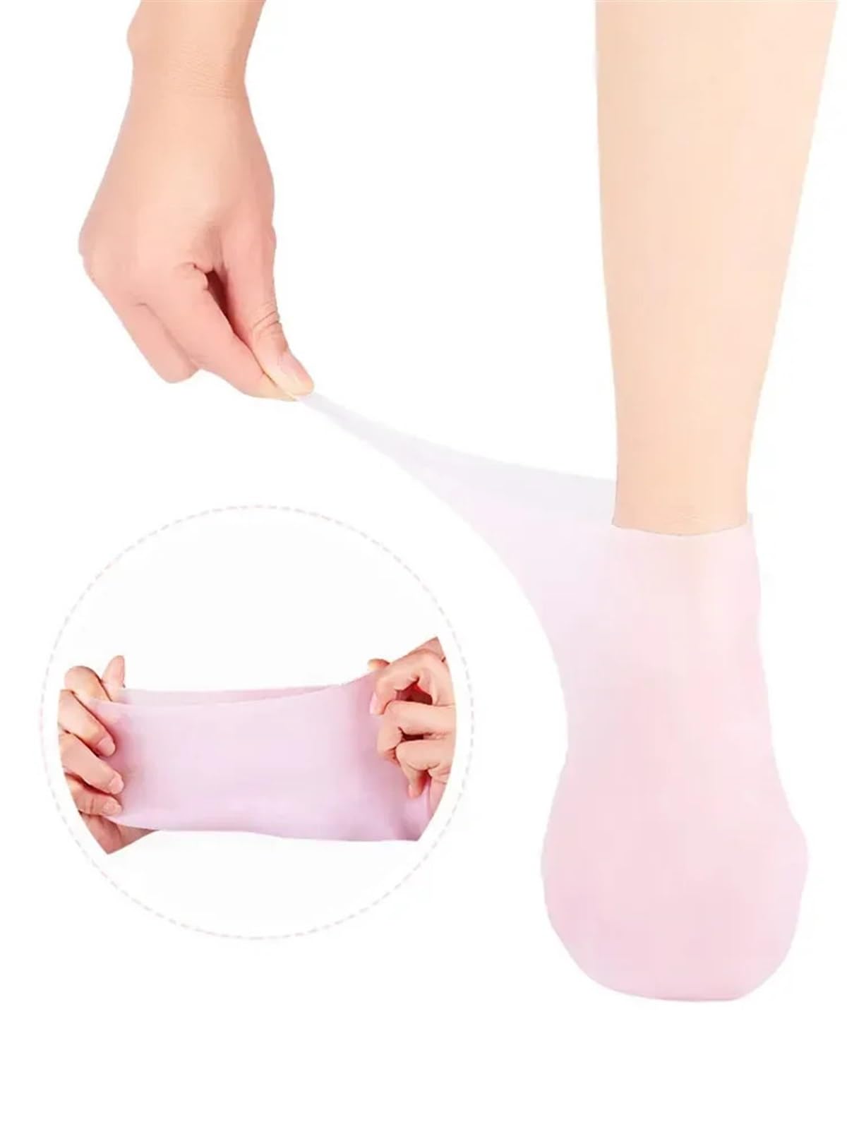 Silikonsocken, feuchtigkeitsspendende Gel-Socken, Peeling und Verhinderung von Trockenheit, rissige, abgestorbene Haut, Schutzfuß (Farbe: Rosa, 30–40 m, Größe: Einheitsgröße)