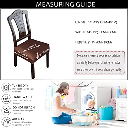 Image of Set of 6 Stretchable Dining Chair Covers, Universal Fit Washable Seat Slipcovers for Dining Room & Home Decor (Solid Brown)
