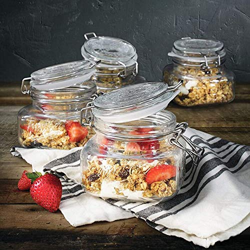 Image of 500 ml Glass Jars with Airtight Lids Wide Mouth Storage Jars With Buckle Lid for Preserving Decorating Canning Jar Dry Food Storage Pasta Spice Beans Flour Set of 3