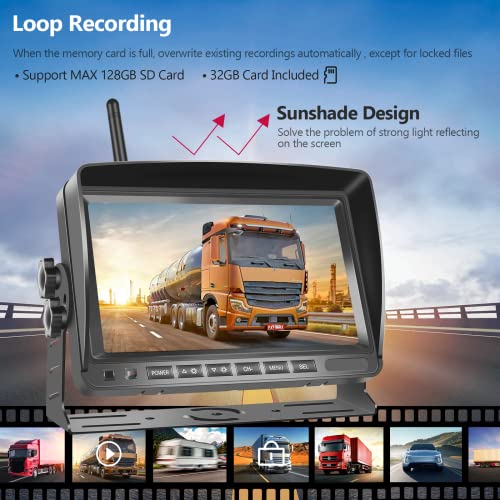 Hodozzy Digital Wireless Reversing Camera -7 Inch IPS Monitor AHD 2 Cameras Video Recording with SD Card - Image 2
