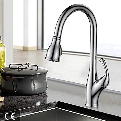 Robinetterie de cuisine avec douchette rétractable pour évier difficile d'accès