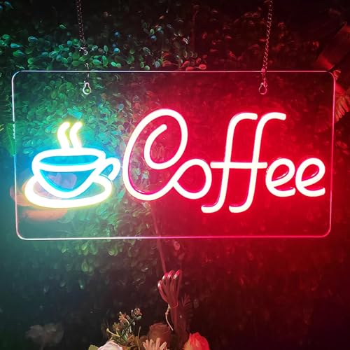 Enseigne au néon de café - Enseigne au néon - 5 V - Alimentation USB - Convient pour café, bar, fête, décoration murale