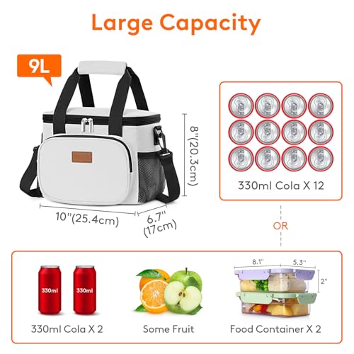 Image of Lifewit Medium Lunch Bag, Insulated Lunch Box, Soft Cooler Cooling Tote for Adult Men Women, Sliver Gray 12-Can (9L)