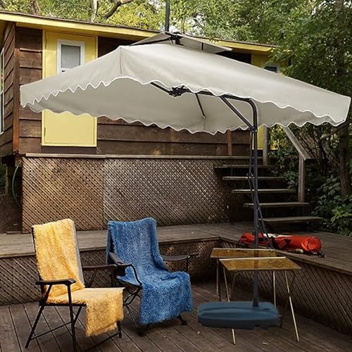 Image of THESHELTERS Side Pole Square (250x250cm) Outdoor Garden Umbrella with Movable 60KG Water Base Stand for Patio, Terrace, Cafe and Balcony | Waterproof Big Size Outdoor Umbrella