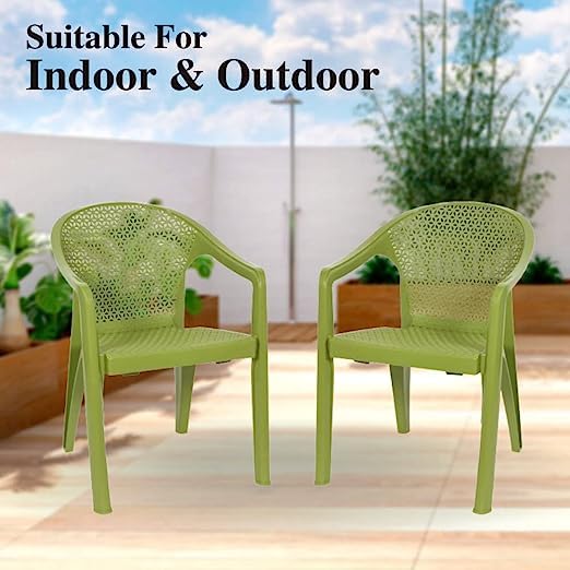 Image of Anmol Galaxy for Home, Cafe, Balcony, Garden, Office & Restaurant || Heavy Duty Comfortable || Outdoor and Indoor Chairs with Arm Rest Bearing Capacity up to 200Kg (Set of 4)