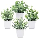 Der Rose 4 Pack Fake Plants Mini Artificial Greenery Potted Plants for Home Office Bathroom Room Farmhouse Decor Indoor
