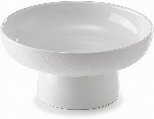 Miniatura 8 de ONEMORE Frutero de cerámica, cuenco grande de pedestal extraíble blanco de 10 pulgadas para encimera de cocina, cuenco de frutas moderno con pies