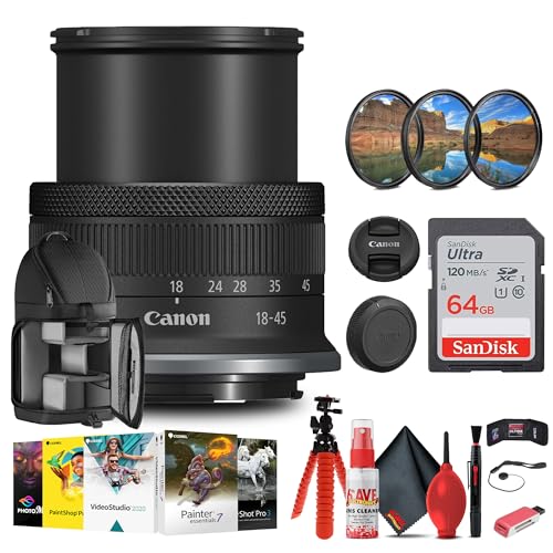 Canon RF-S 18-45mm f/4.5-6.3 ́ASTMYB64GB Extreme ProJ[h + CoreltHg\tgEFA + _ȎOr + tB^[Lbg + J[hEHbg + obNpbN + N[jOLbg + 