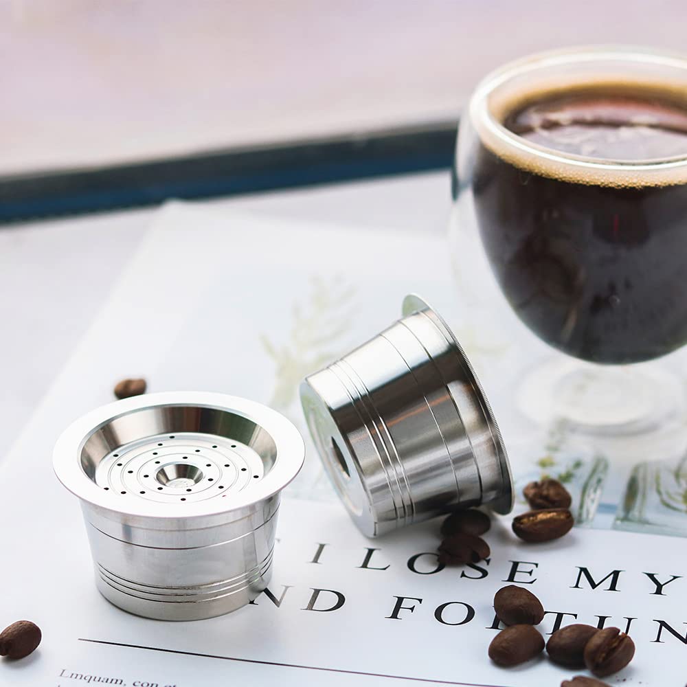 RECAFIMIL wiederverwendbare Kaffeekapseln aus Edelstahl, nachfüllbar, Kaffeefilter, kompatibel für Caffitaly Tchibo Cafissimo Kaffeemaschine, 1 Kapsel+1 Bürste+1 Löffel