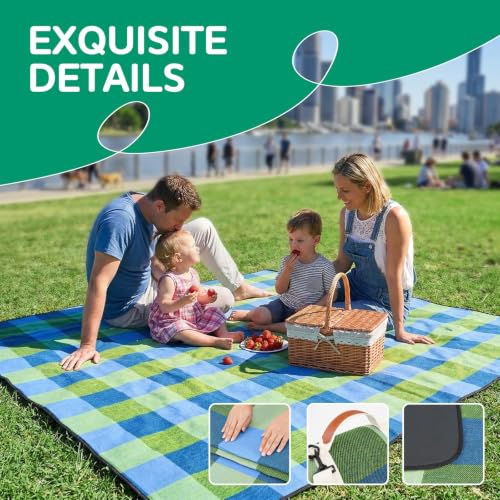 RYCHIC Waterproof Picnic Blanket Beach Outdoor Camping Mat Rug Extra Large Foldable Cute Big Travel Essential Accessories Gift Park Patio Lawn Garden Grass Ground Play Music Festival Concert Must Have by RYCHIC - Used condition - Image 6