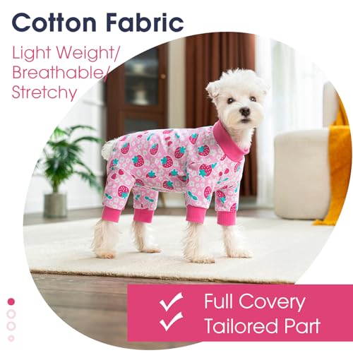 Image of Dog Surgery Recovery Suit for Small Dogs, 4-Legged Dog Onesie After Surgery with Back Snaps, Breathable Cotton Spay and Neuter Bodysuit for Female and Male Dogs