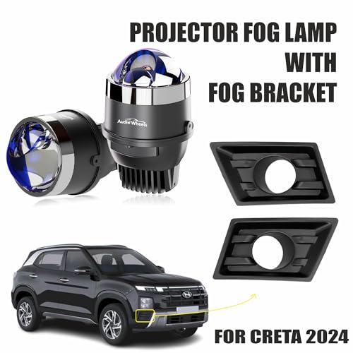 Image of Audio Wheels 3 Inch LED Projector Fog Lamp with Cover 120W, Tri-Color (White /Warm /Yellow) | Single Beam | 12V /24V Fog Light for Car Modification | 1-Year warranty | Compatible with Hyundai Creta 2024