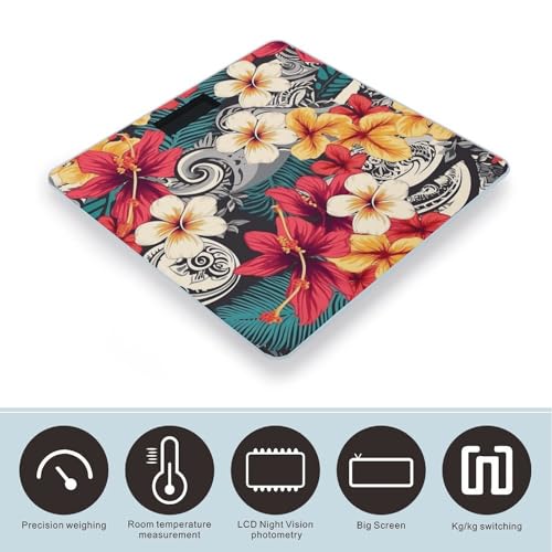 Báscula Digital de Baño con Diseño Hawaiano Colorido y Pantalla LCD miniatura 3
