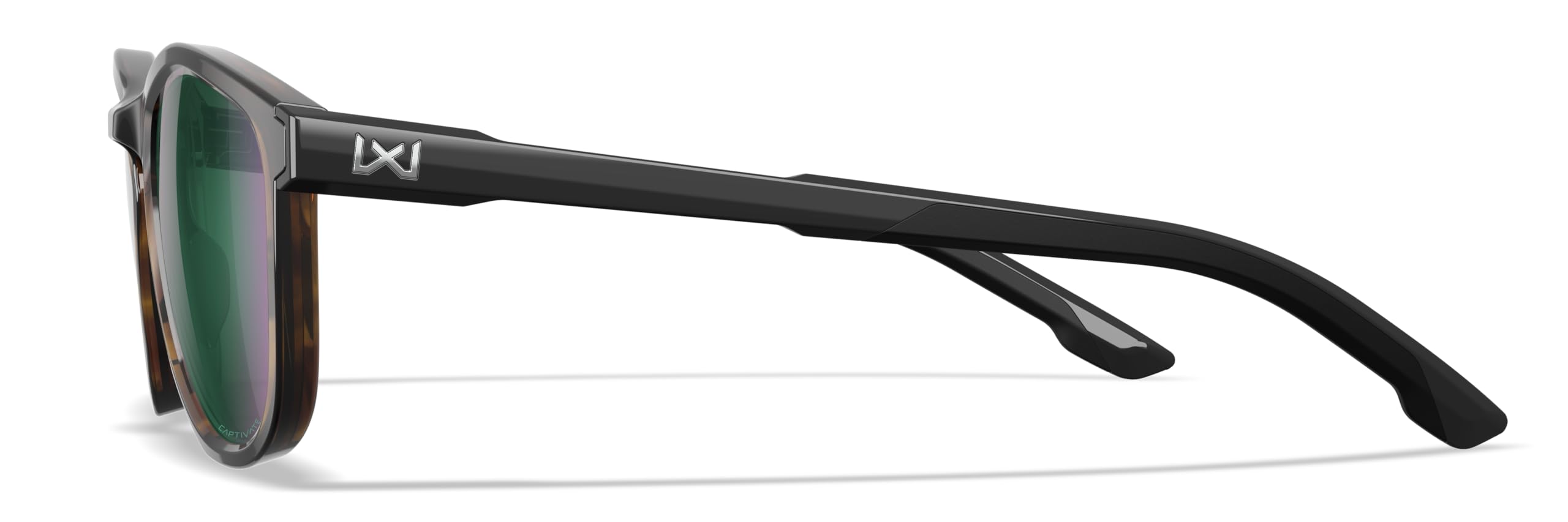 Wiley X WX Bravo - Gafas de sol de seguridad para hombres y mujeres, inastillables, protección UV, lentes de espejo polarizadas, lentes de espejo verde, marcos de tortuga brillante con patillas negras