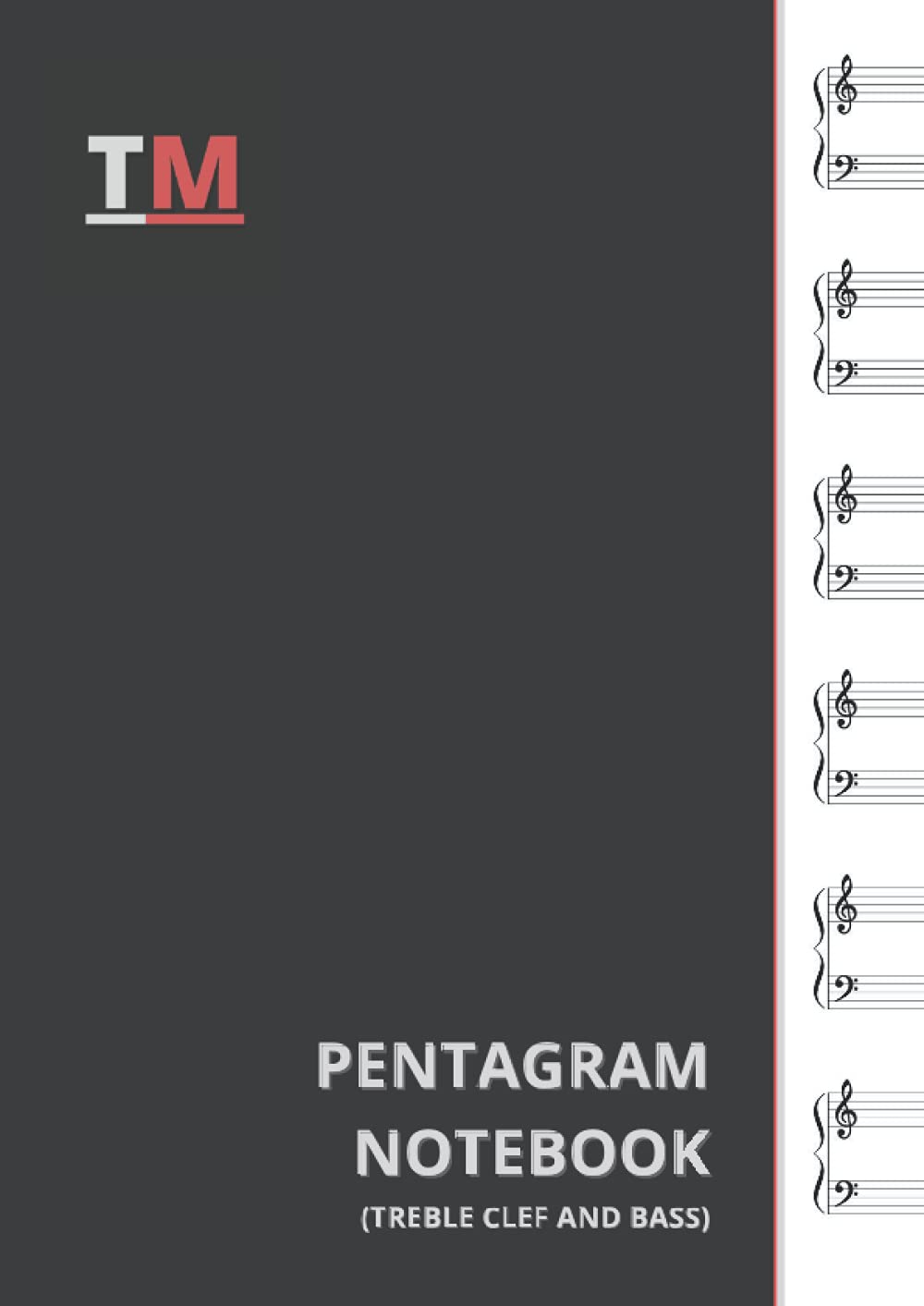 Pentagram Notebook: Treble Clef and Bass - Medium format of 175 pages - 6 Staves for Page + Handbook for utility