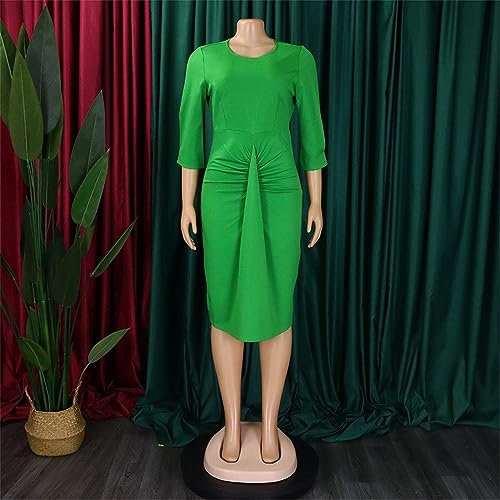 Robe festival de créateur col rond et manches cinq en tissu fluide haut de gamme pour femme