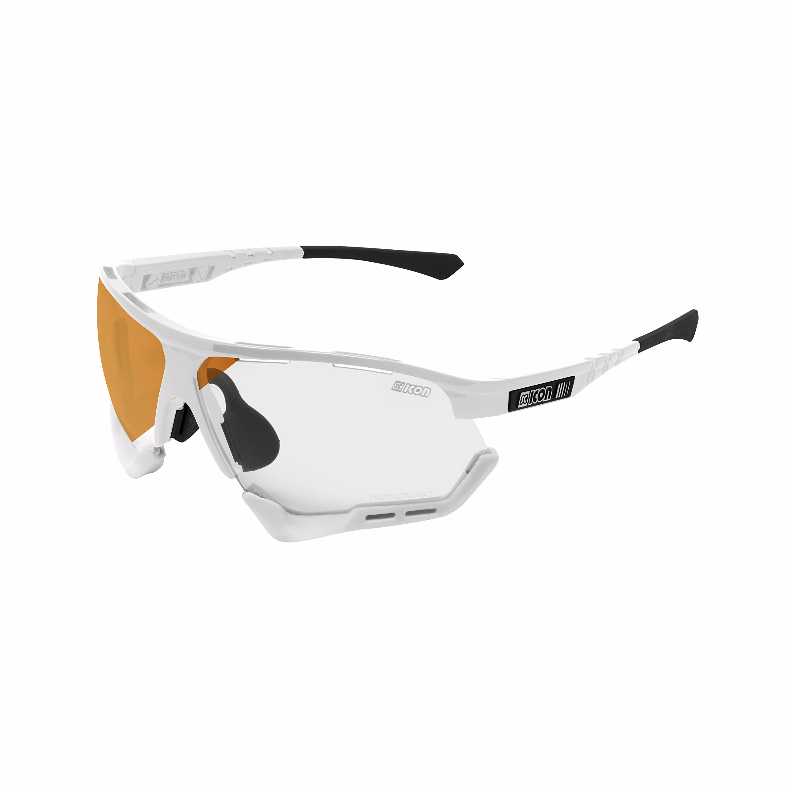 SCICON Gafas de sol deportivas unisex Aerocomfort SCN-XT fotocromáticas deportivas (blanco brillante/plata fotocromática)