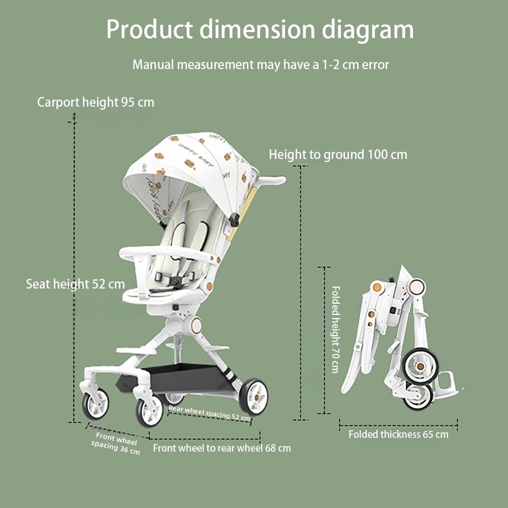 ENFILY Lightweight Stroller 6.5kg Compact Fold Large Shopping Basket Milk Coffee