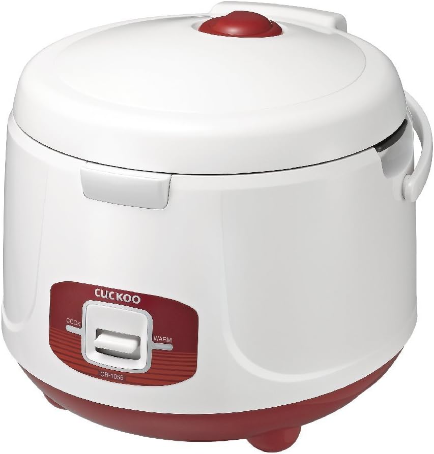 Cuckoo CR-1055 10 Cup Basic Electric Rice Cooker and Warmer, Nonstick Inner Pot, White/Red