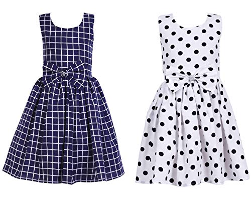 Image of Casual Frock for Baby Girls,Blue Printed and Olive Printed,Pack of 2