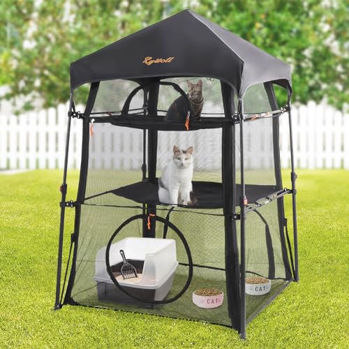 Rywell Catio Cat Outdoor Enclosure Extra Large Spacious and Sturdy Outdoor Cat Playpen Ideal for Patios Camping and Indoor Use with Carry Bag and Ground Stakes
